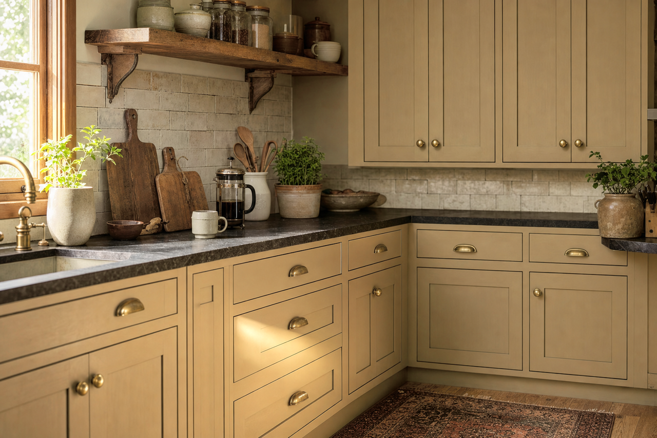 Green by Benjamin Moore on cabinets
