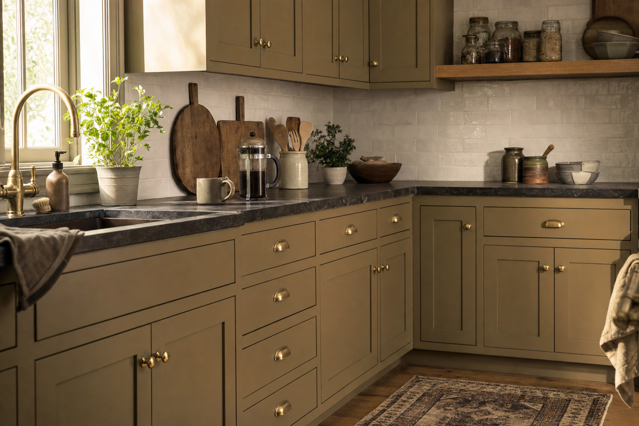 Urban Legend by Benjamin Moore on cabinets