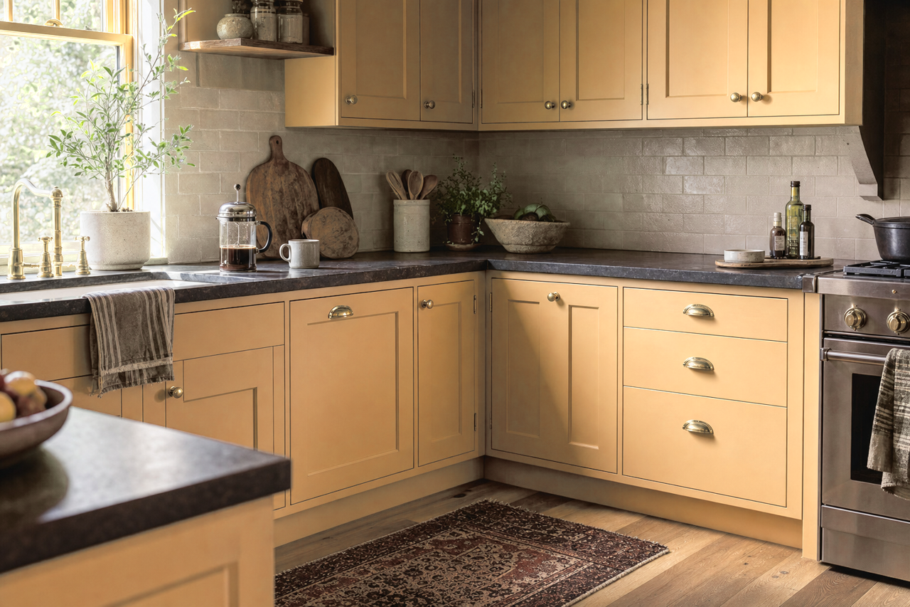Jonesboro cream by Benjamin Moore on cabinets
