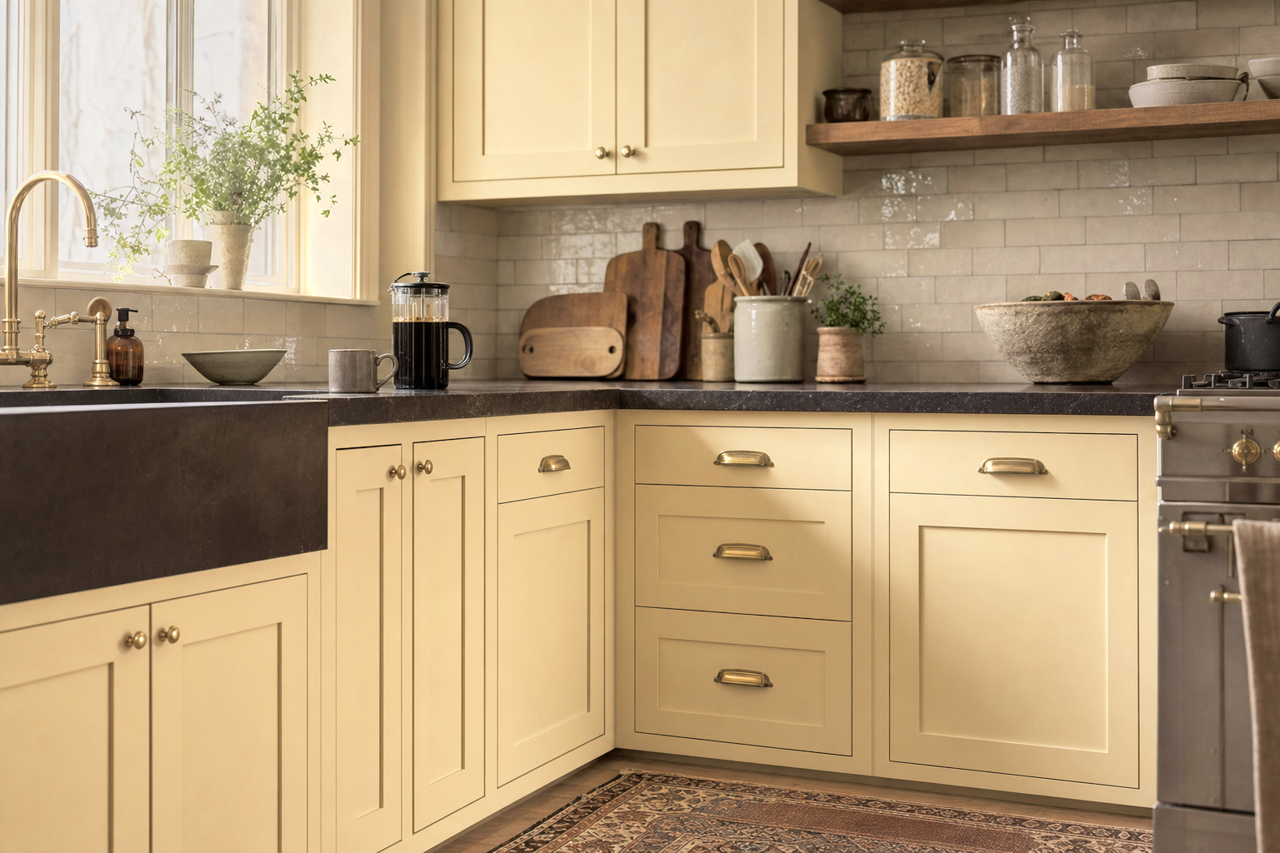 Mansfield by Benjamin Moore on cabinets
