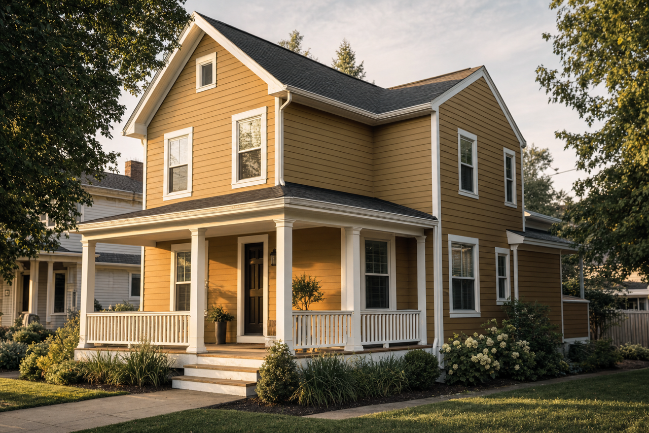 Olivetone by Benjamin Moore on exterior