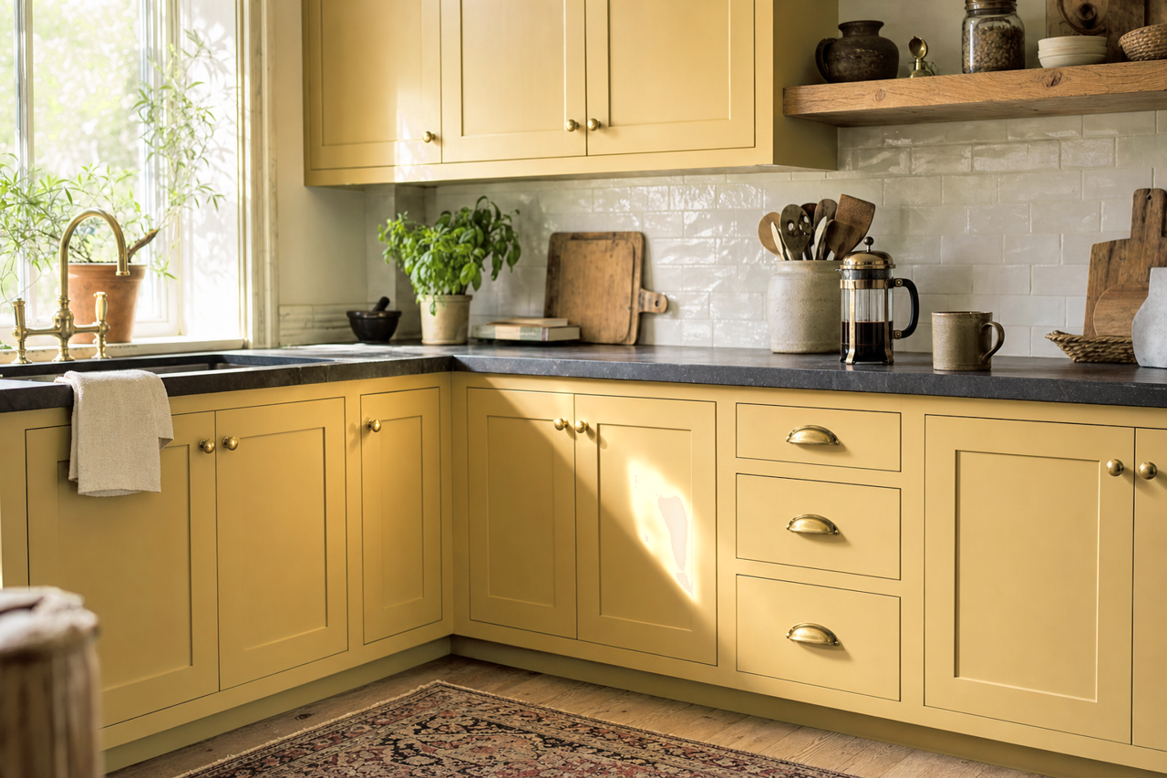 Honey Oak by Benjamin Moore on cabinets