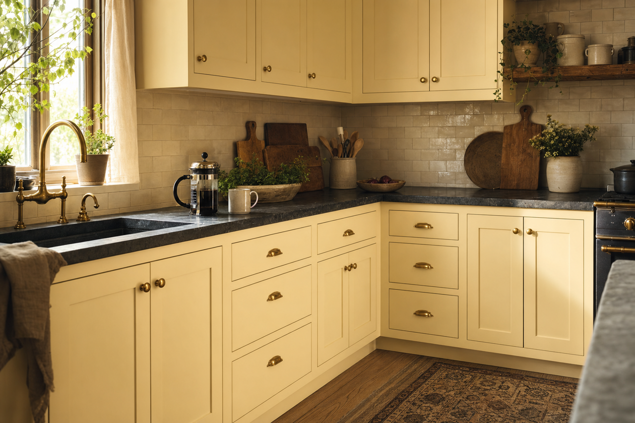 Swans by Benjamin Moore on cabinets