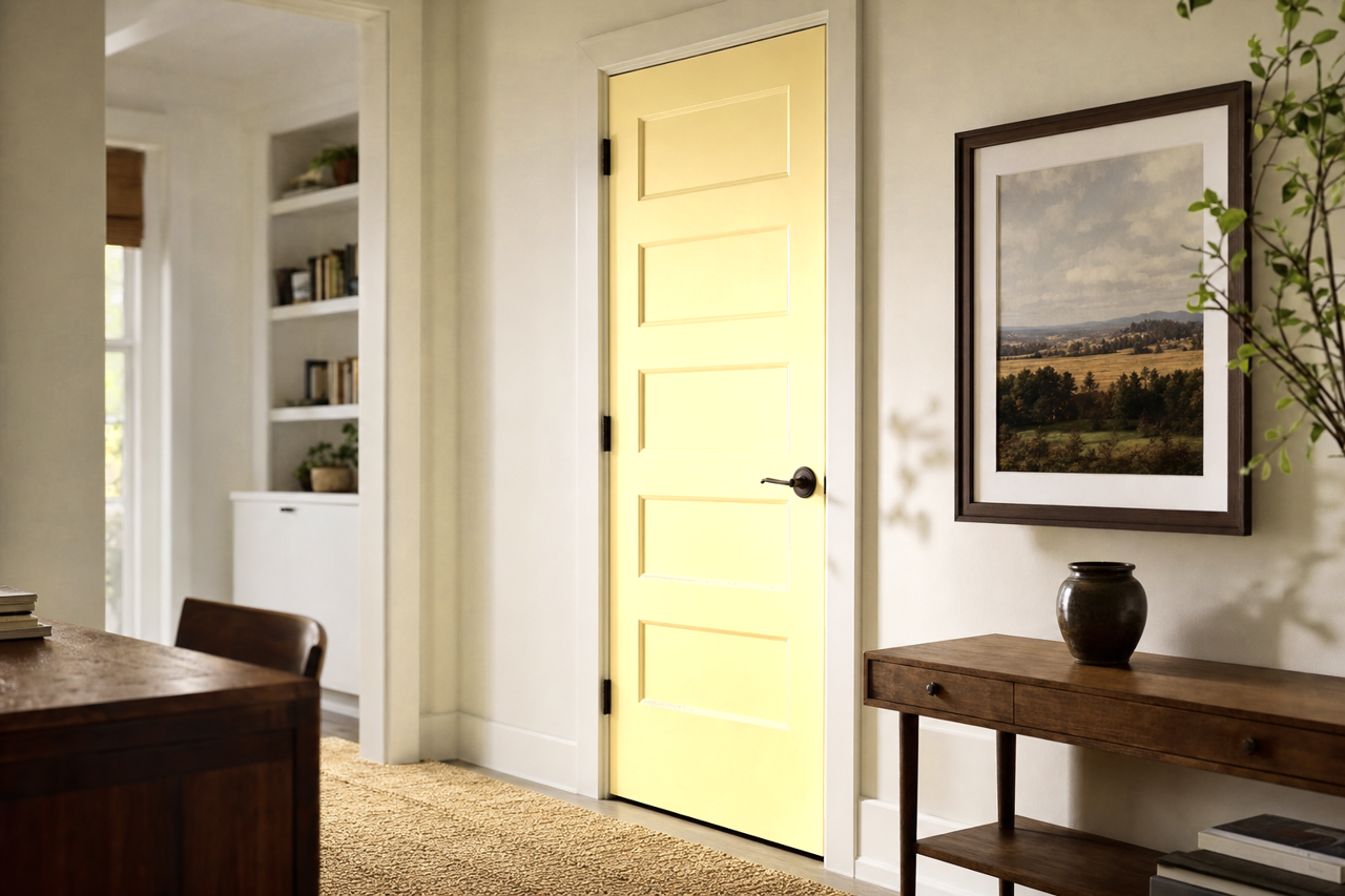 Banana cream by Benjamin Moore on interior-doors