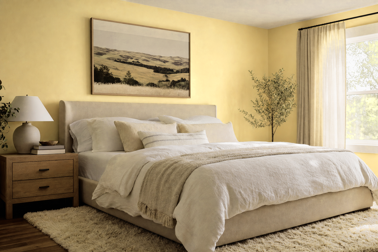 Banana cream by Benjamin Moore on interiors