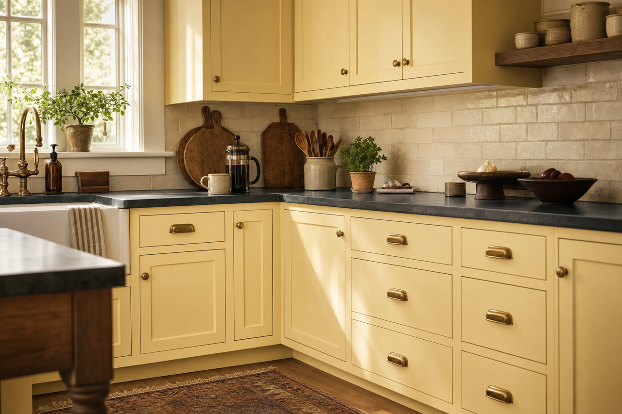 Pale Moon by Benjamin Moore on cabinets