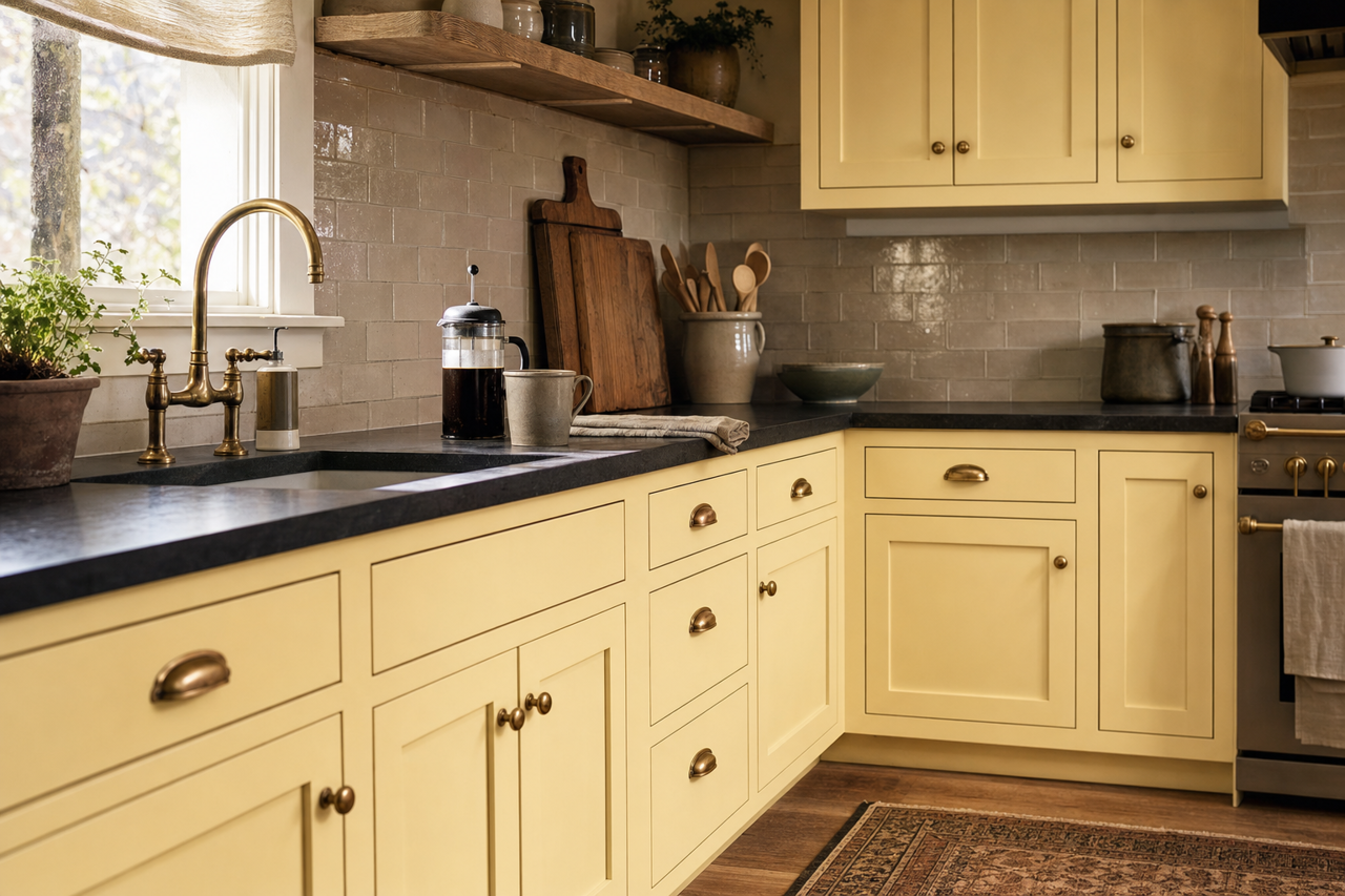 Candlelit by Benjamin Moore on cabinets
