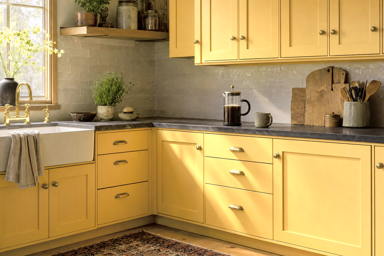 Broadway Lights by Benjamin Moore on cabinets