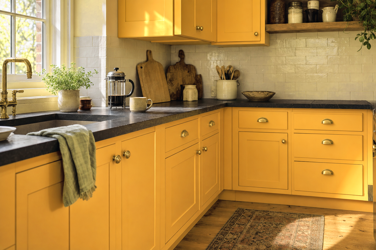 Luminous Days by Benjamin Moore on cabinets