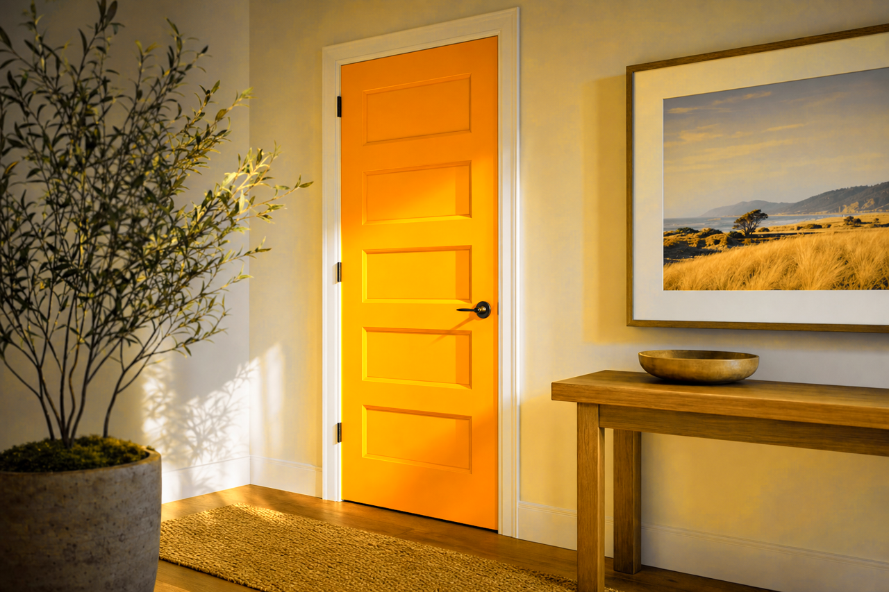 Orange Glow by Valspar on interior-doors