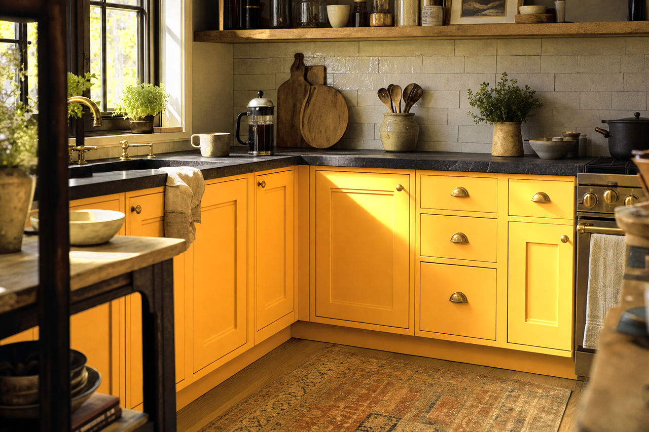 Gold Tone by Valspar on cabinets