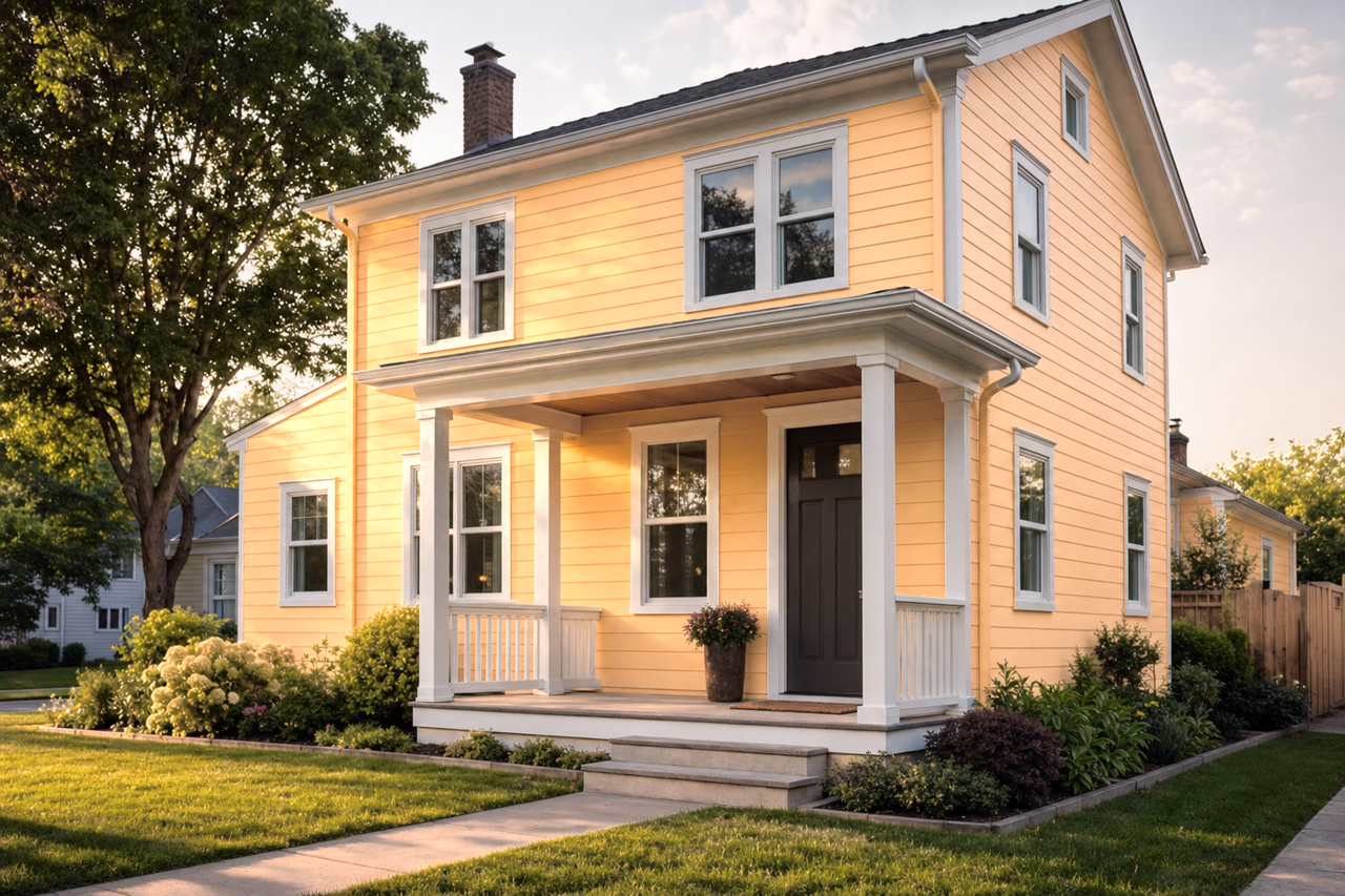 Almond Butter by Valspar on exterior