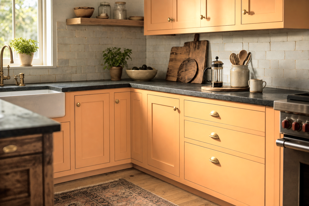 Brioche by Valspar on cabinets