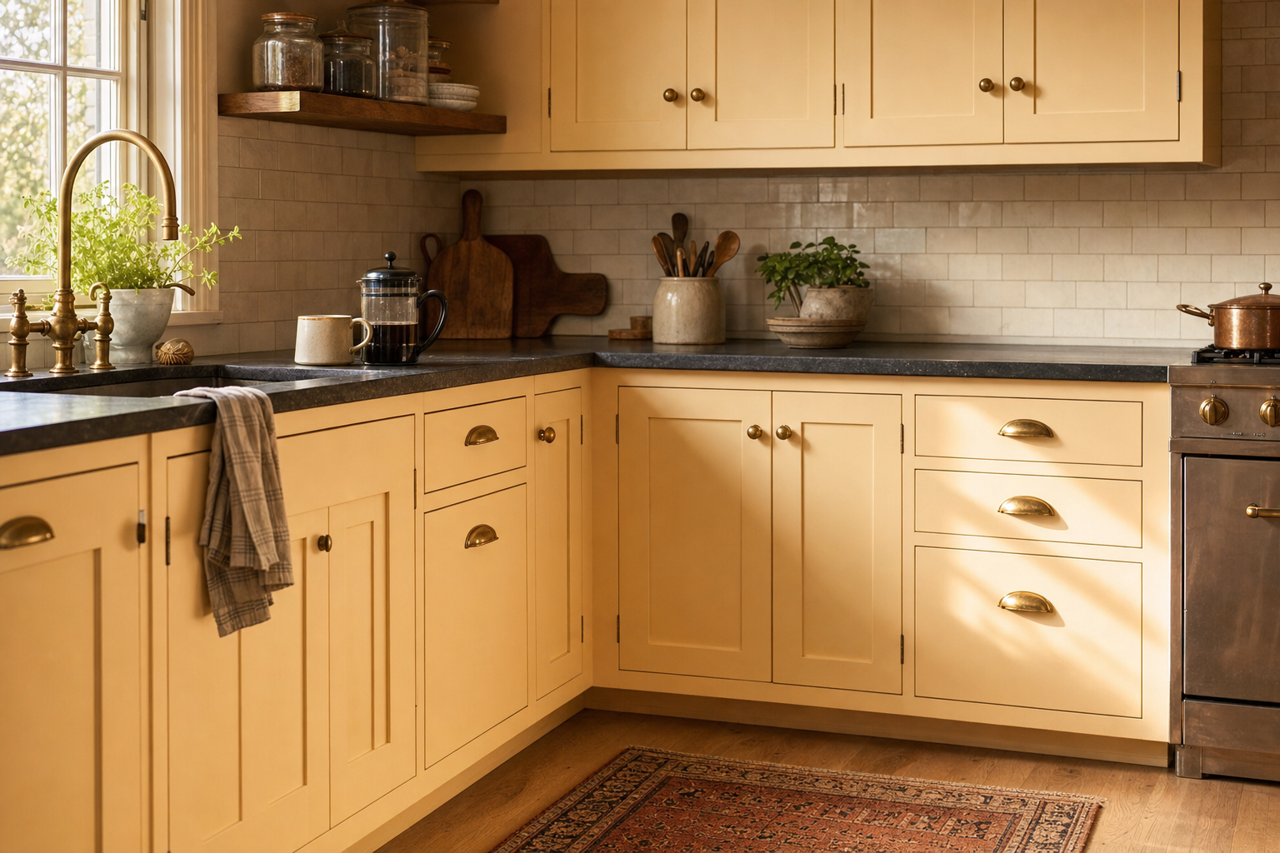Natural Sheepskin by Valspar on cabinets