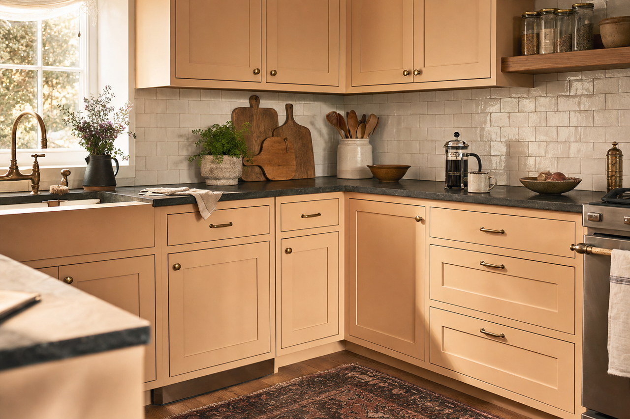 New Penny by Valspar on cabinets