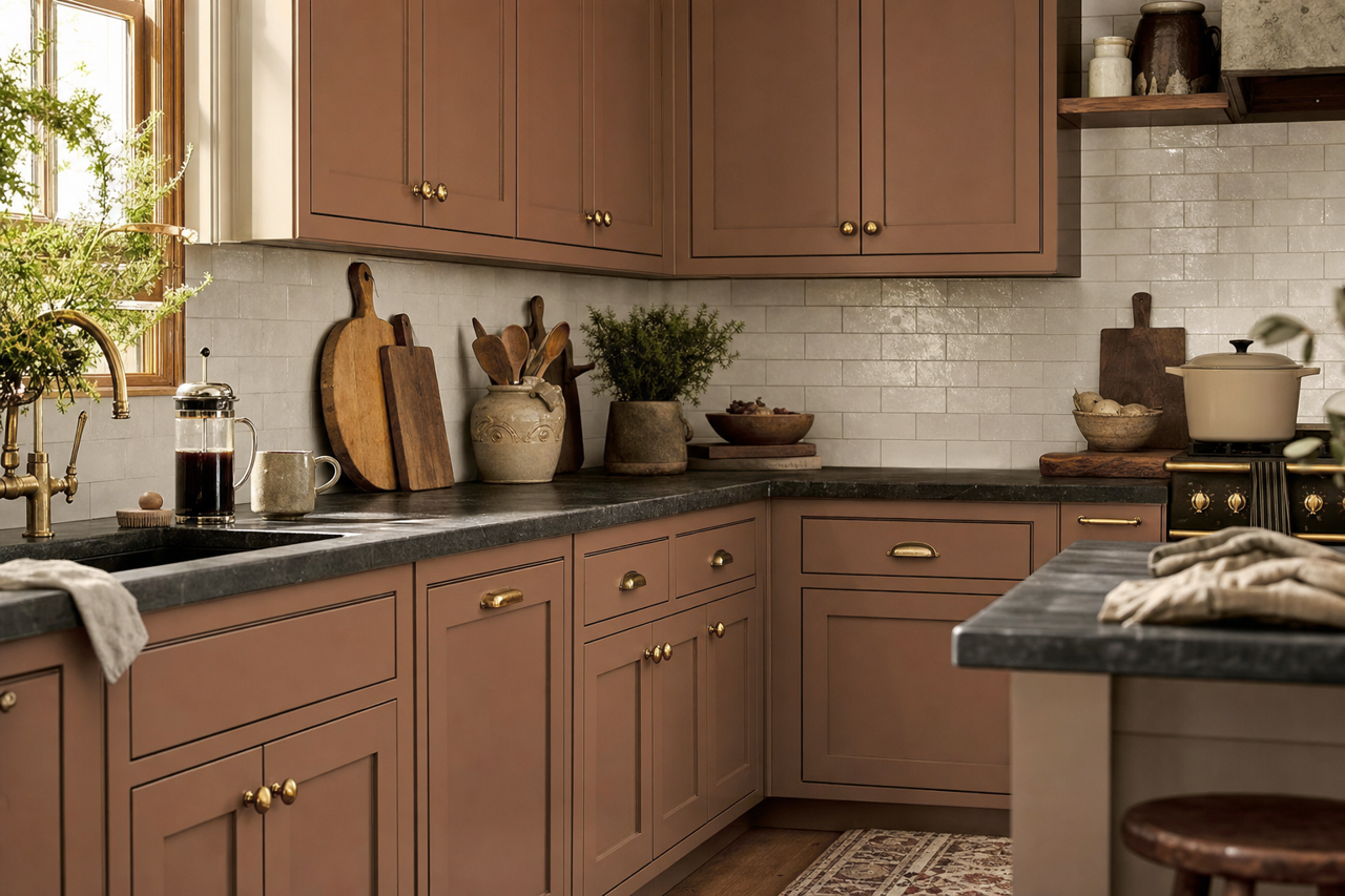 Chocolate Turtle by Valspar on cabinets