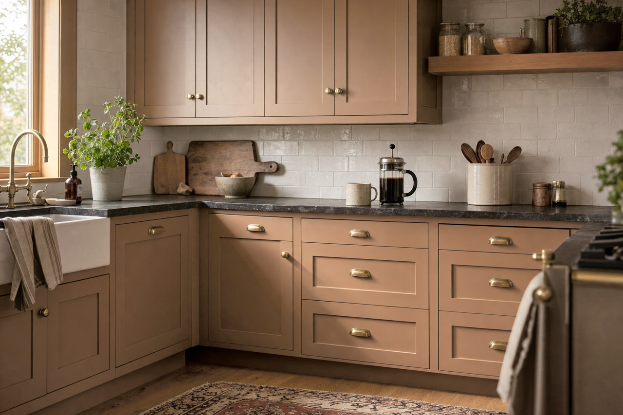 Dark Toast by Valspar on cabinets