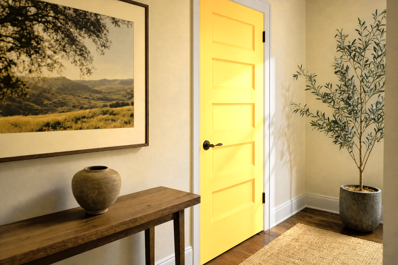 Golden Butter by Valspar on interior-doors