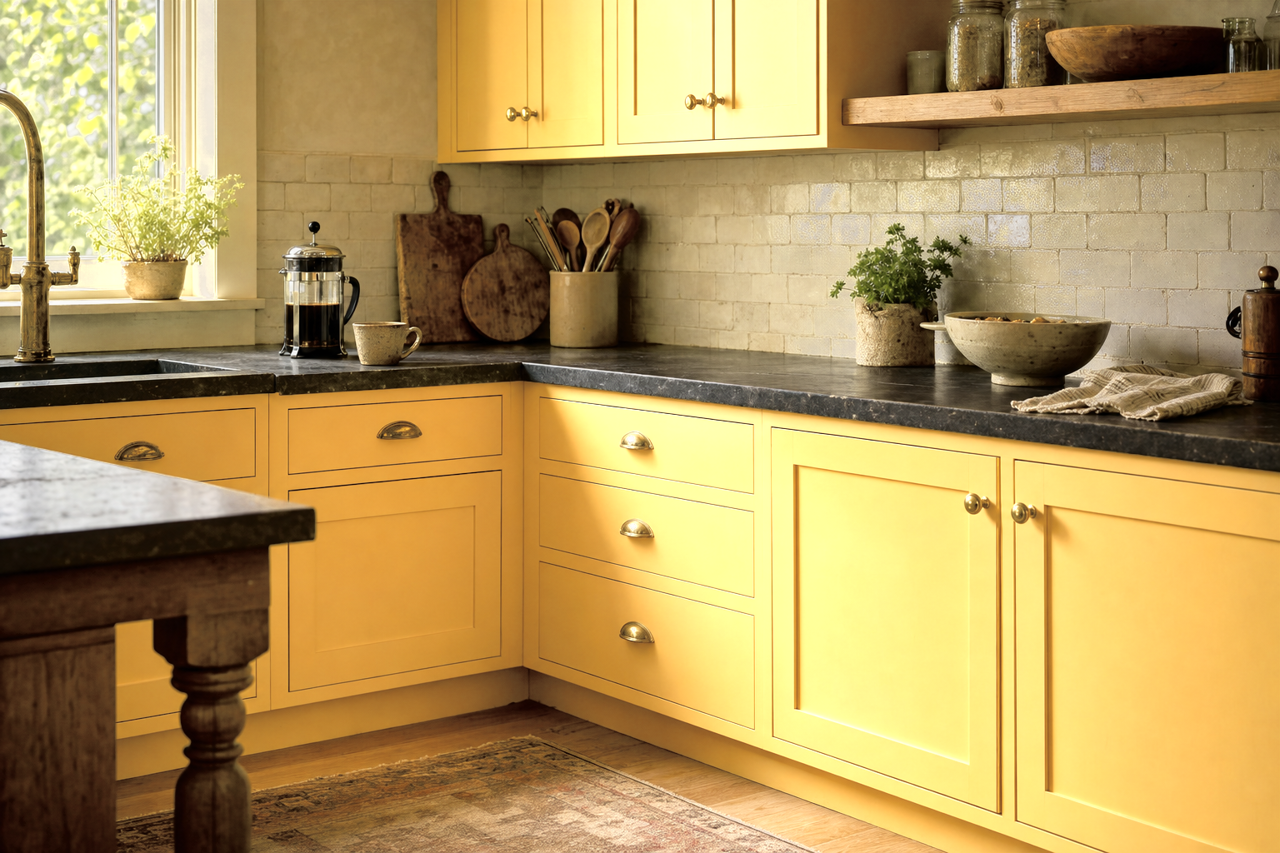 Toasted Pecan by Valspar on cabinets