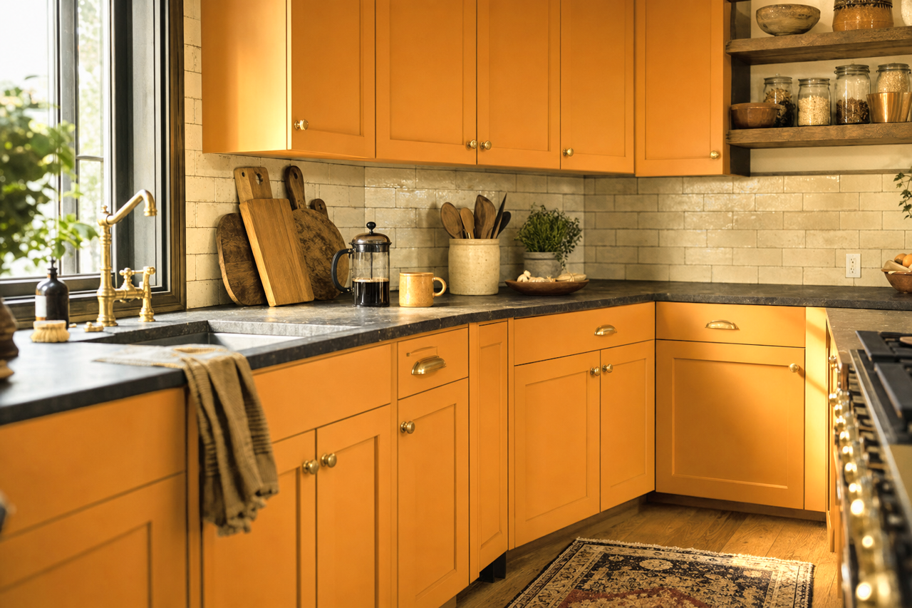 Roasted Chestnut by Valspar on cabinets