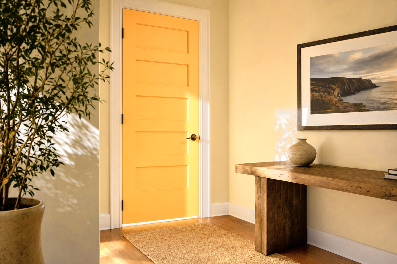 Peach Tea by Valspar on interior-doors