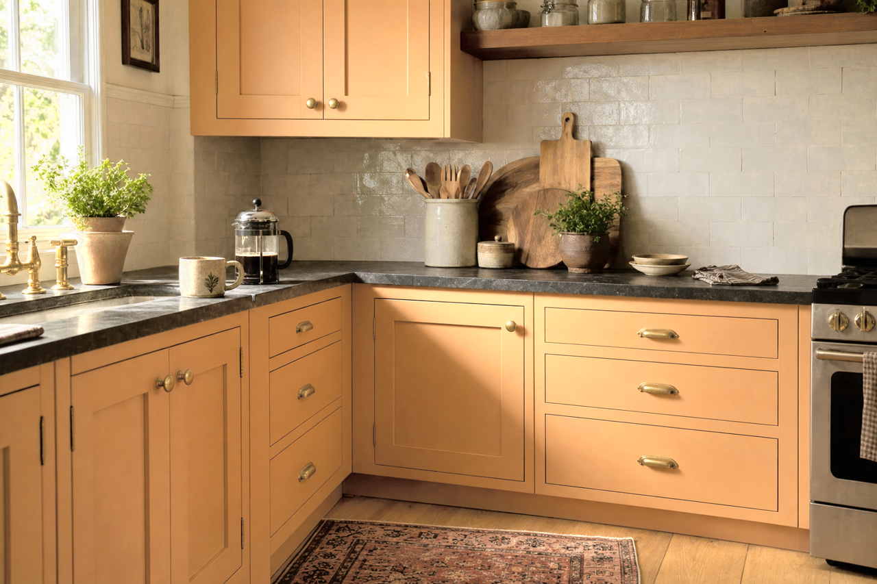 Frankincense by Valspar on cabinets