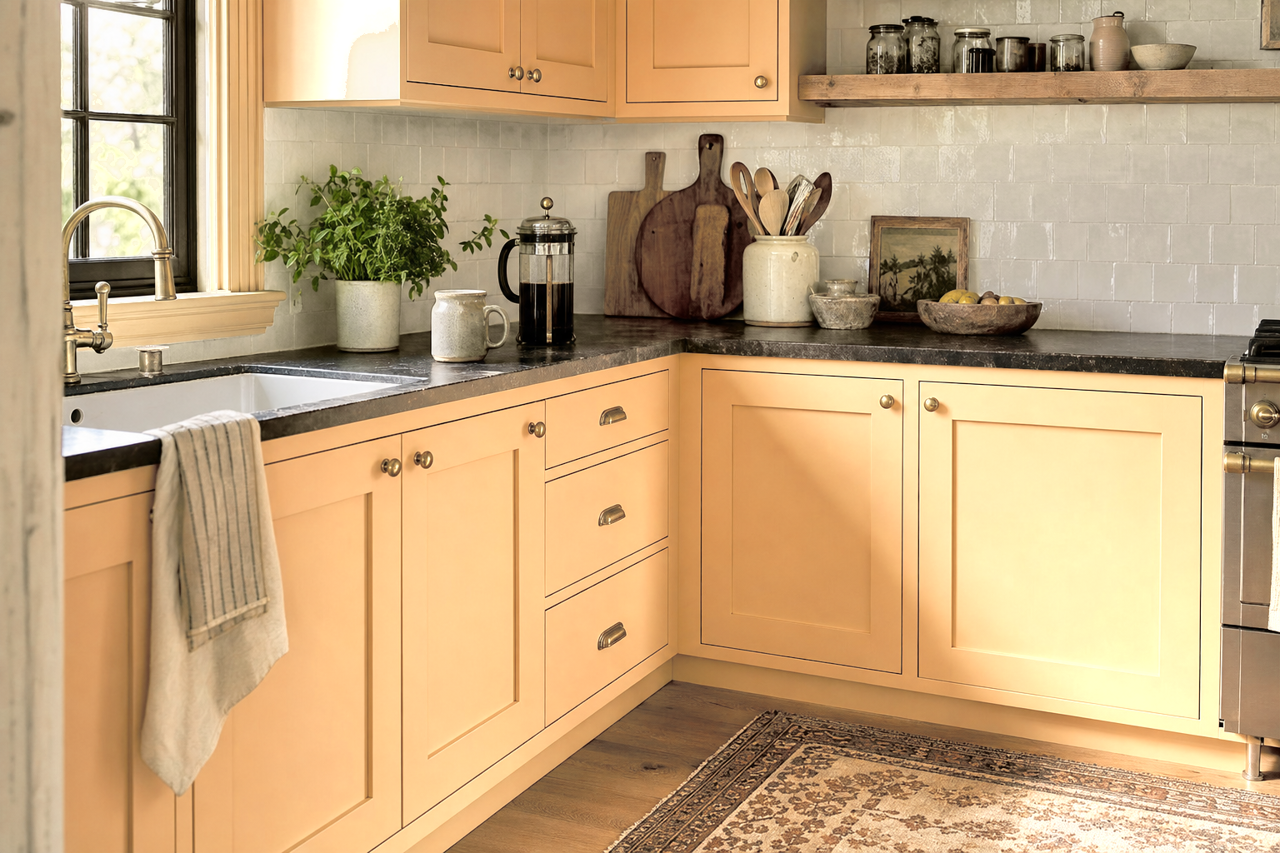 Amber Waves by Valspar on cabinets