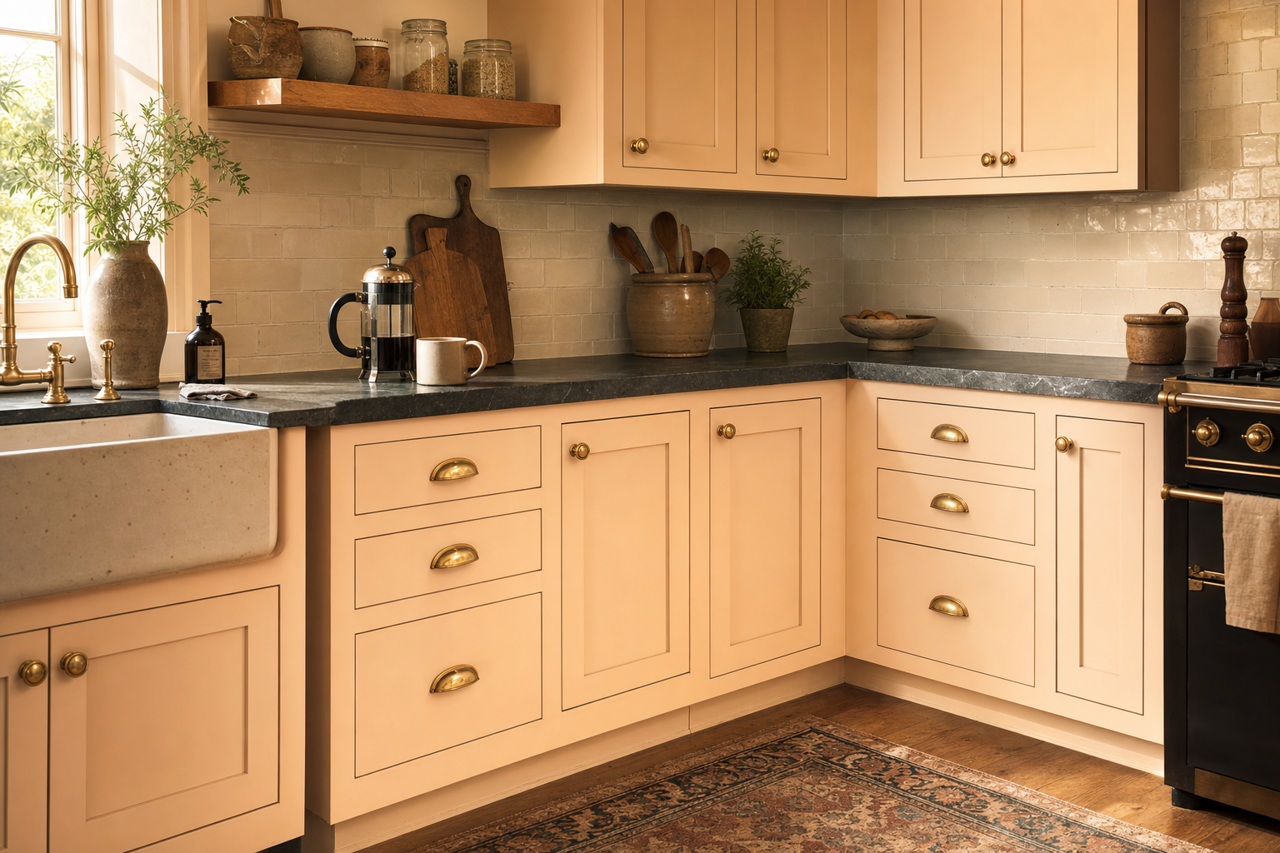 Subtle Blush by Valspar on cabinets