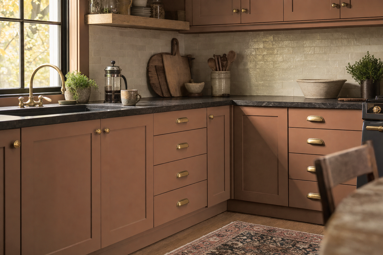 Mona's Mane by Valspar on cabinets