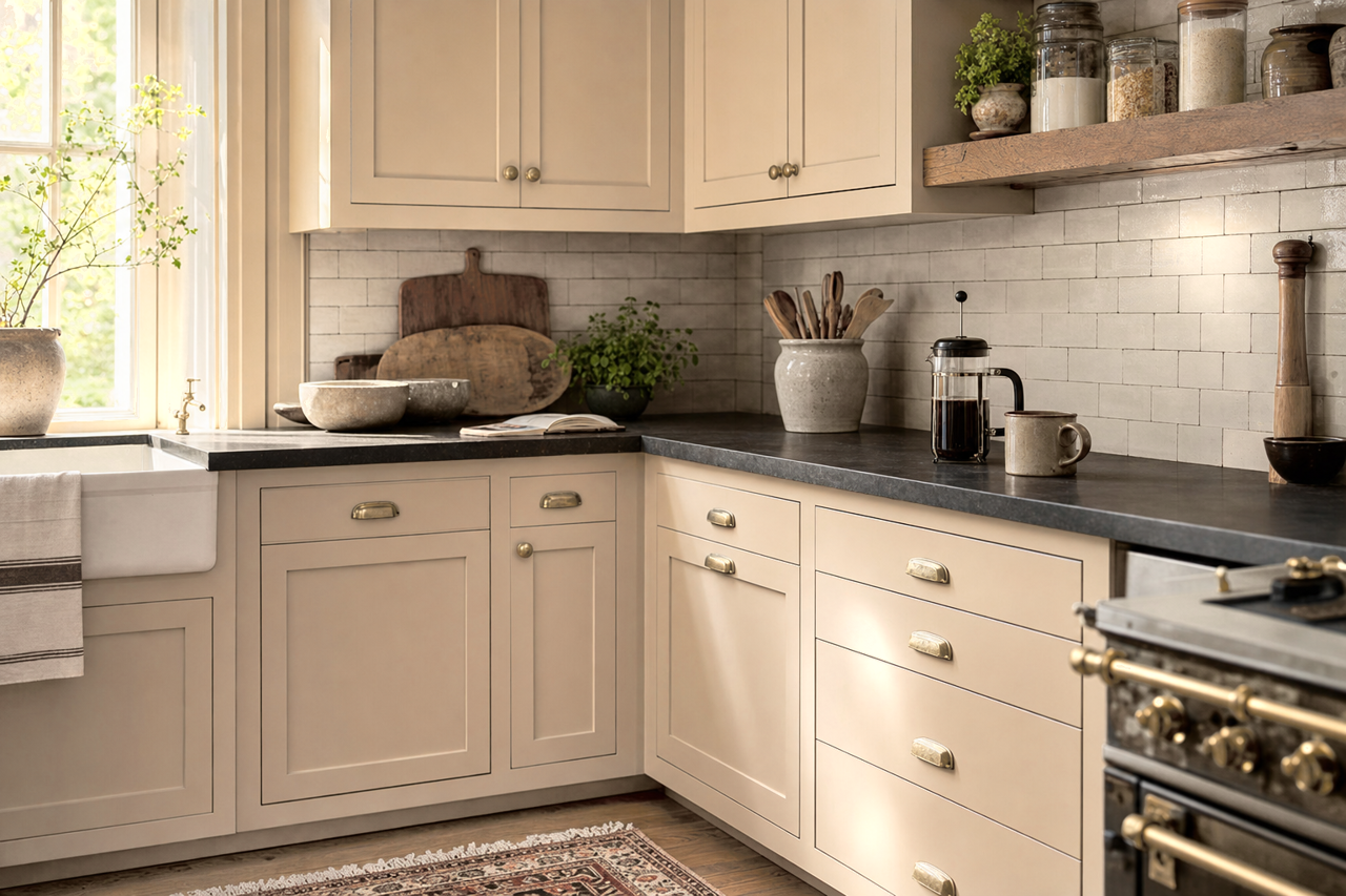 Moose Mousse by Valspar on cabinets