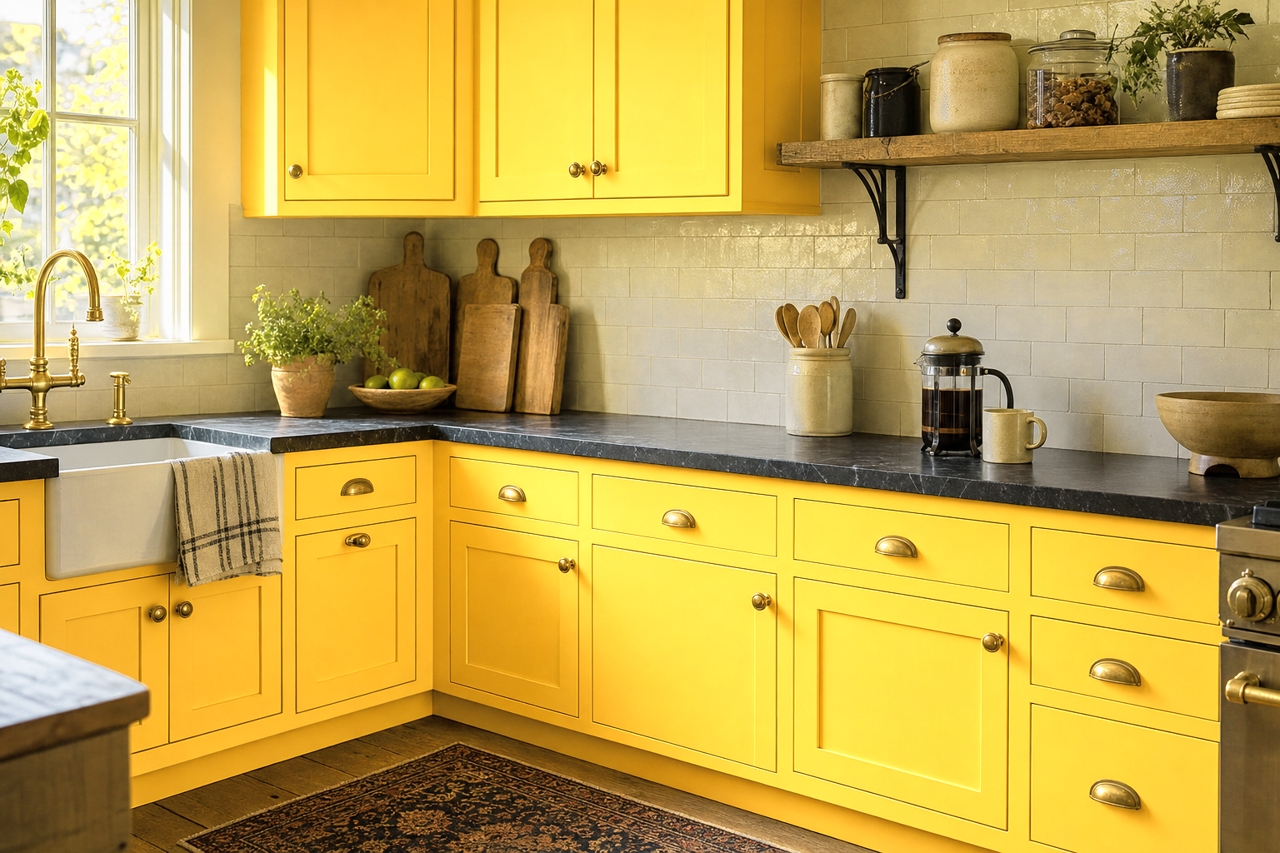 Golden Promise by Valspar on cabinets