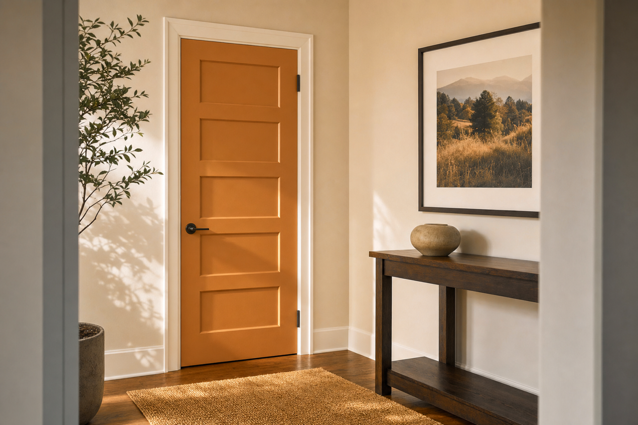 Amber Sienna by Valspar on interior-doors