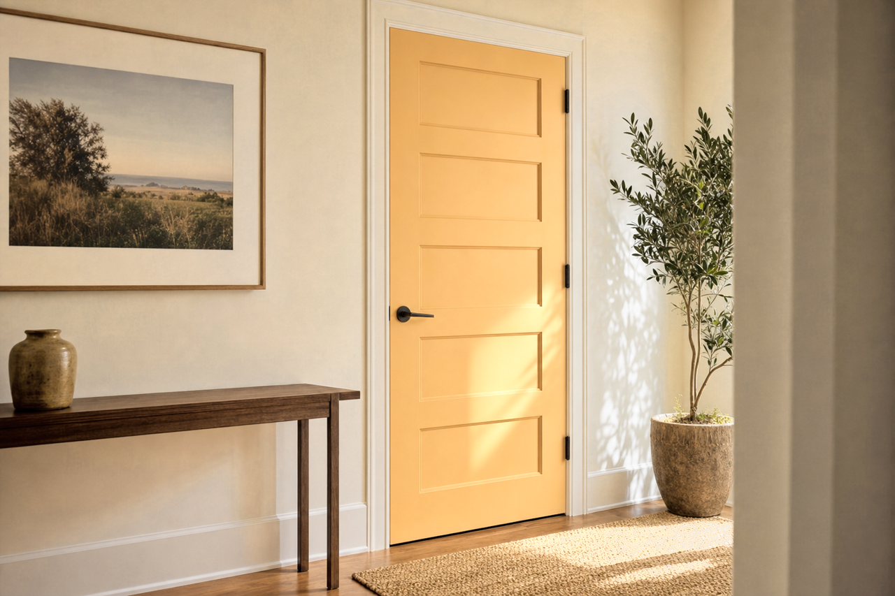 Kidskin Buff by Valspar on interior-doors