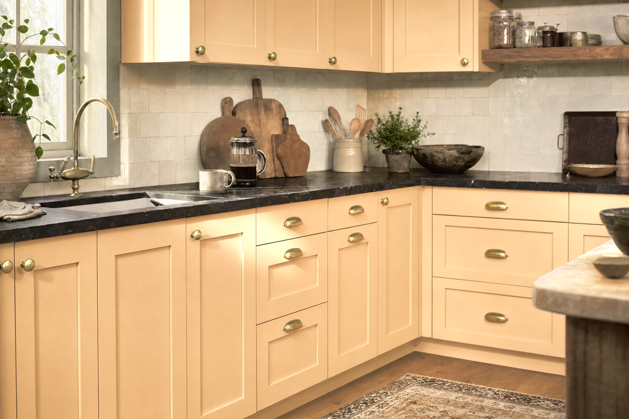 Pumpkin Pie Oh My! by Valspar on cabinets