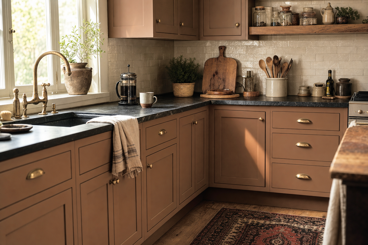 Brilliant Oak by Valspar on cabinets