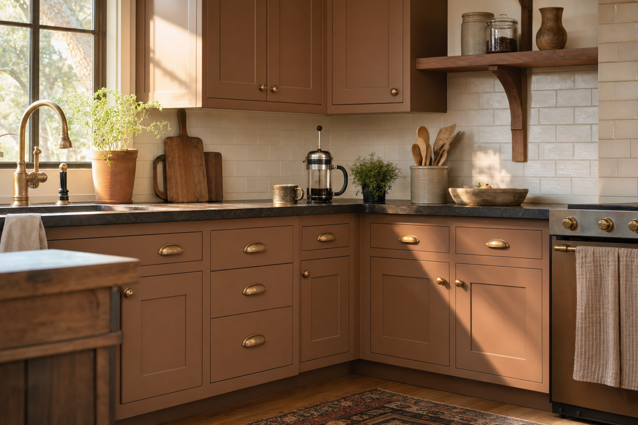 Humboldt Earth by Valspar on cabinets