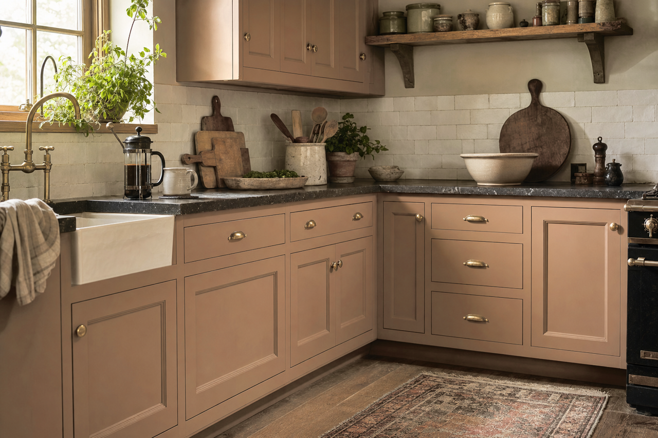 Universal Umber by Valspar on cabinets