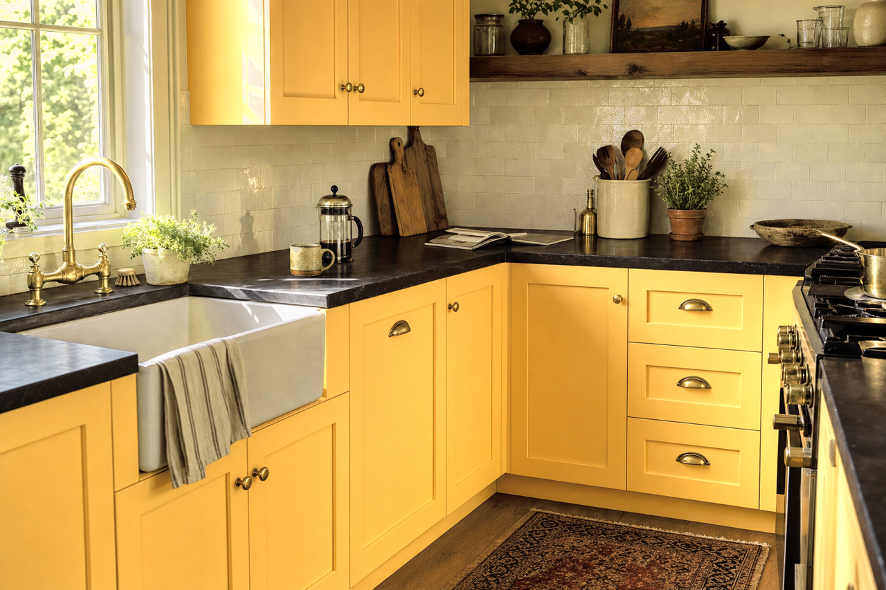 Summer Wheat by Valspar on cabinets