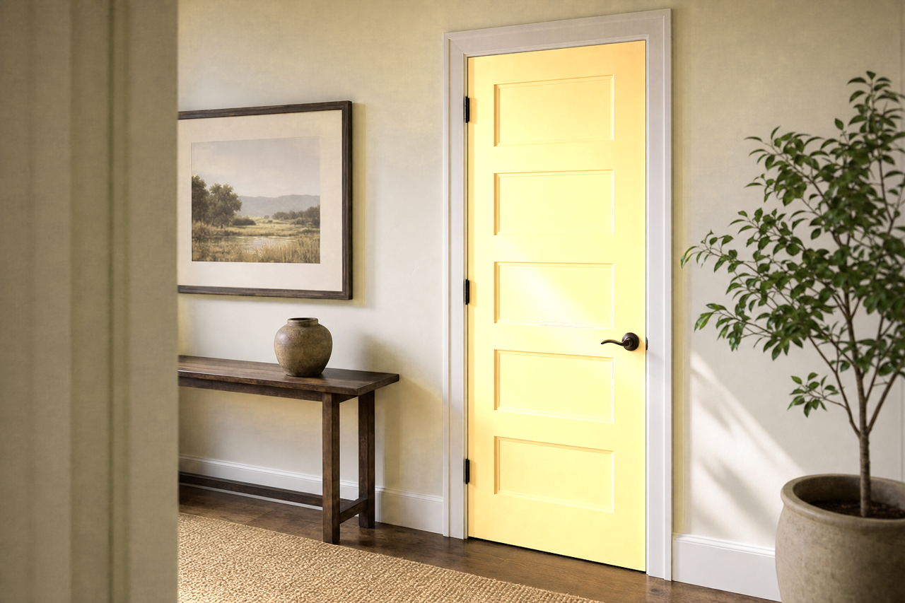 Hazy Dawn by Valspar on interior-doors