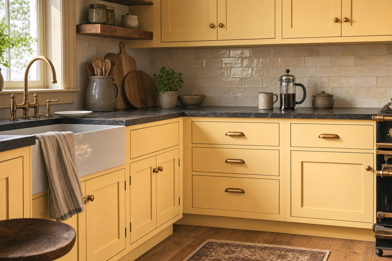 Coconut Cream by Valspar on cabinets