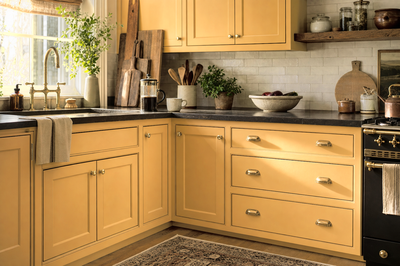 Afternoon Stroll by Valspar on cabinets