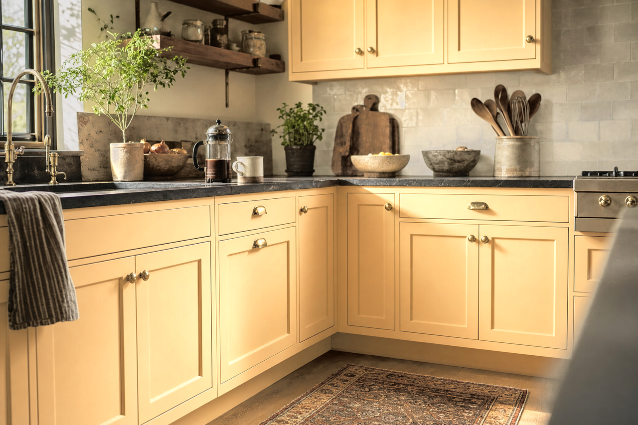 Delightful Moon by Valspar on cabinets