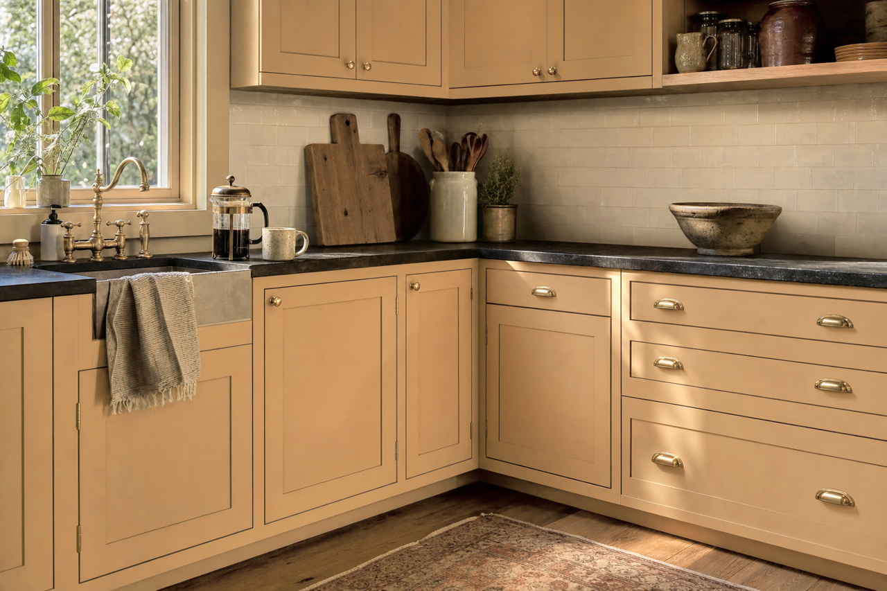 Buckskin Pony by Valspar on cabinets