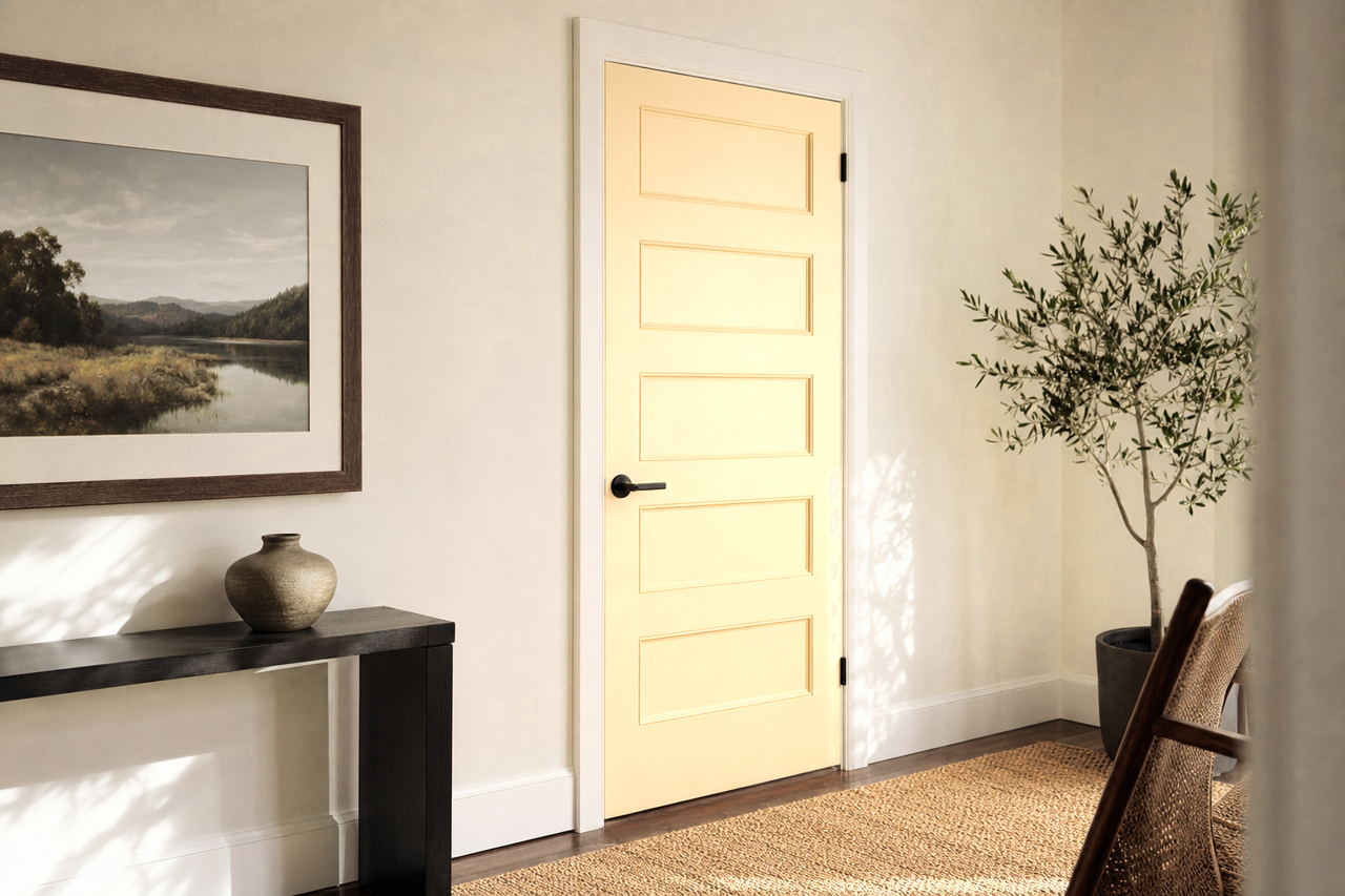 Hazy Yellow by Valspar on interior-doors