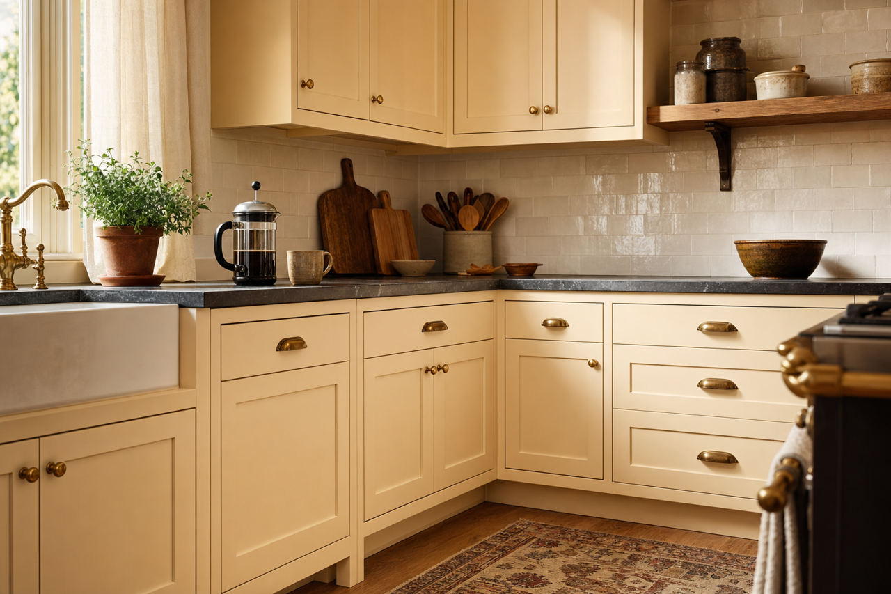 Estate Vanilla by Valspar on cabinets