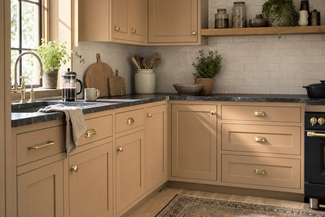 River Oak by Valspar on cabinets
