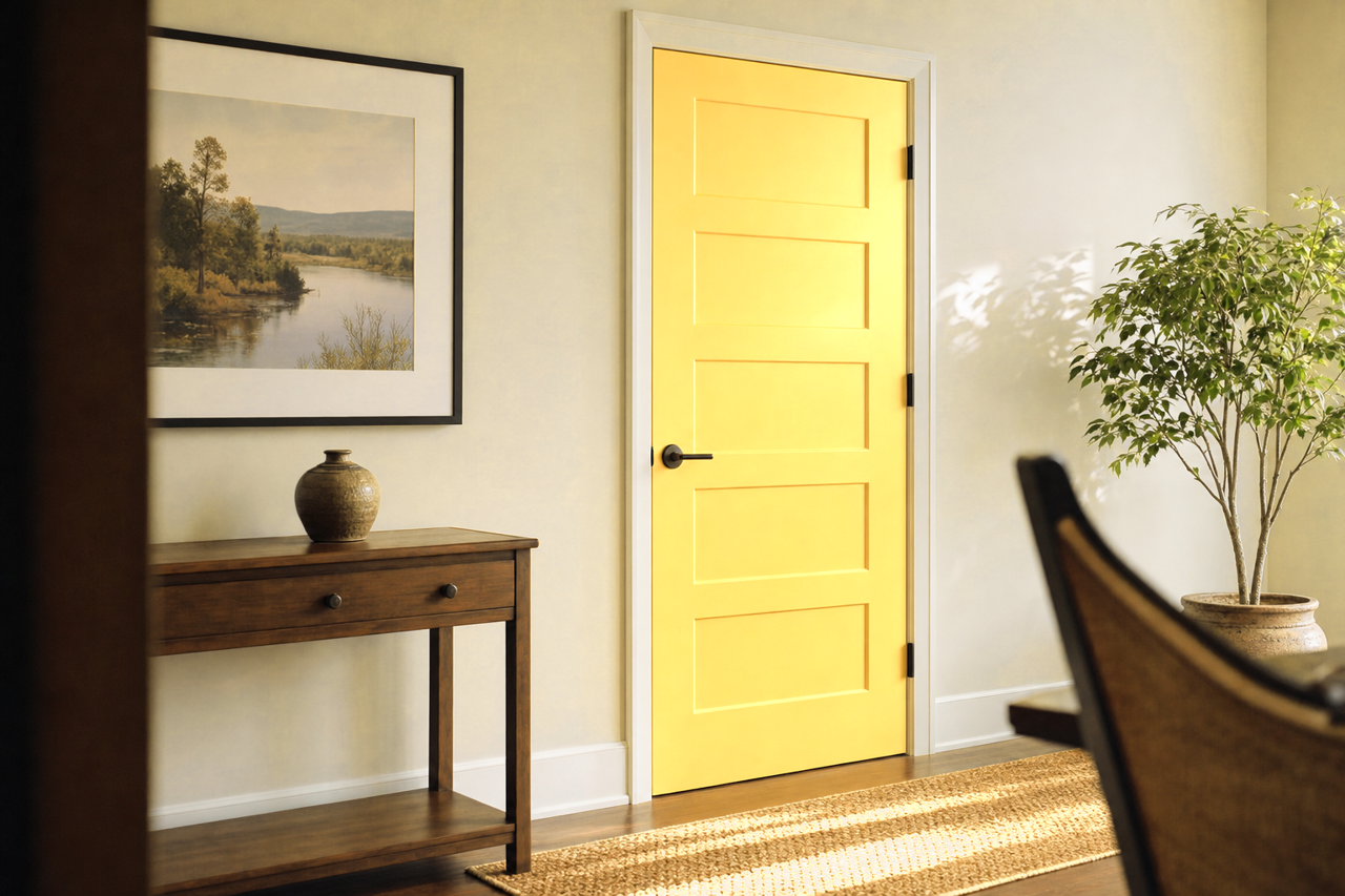 Hint of Honey by Valspar on interior-doors