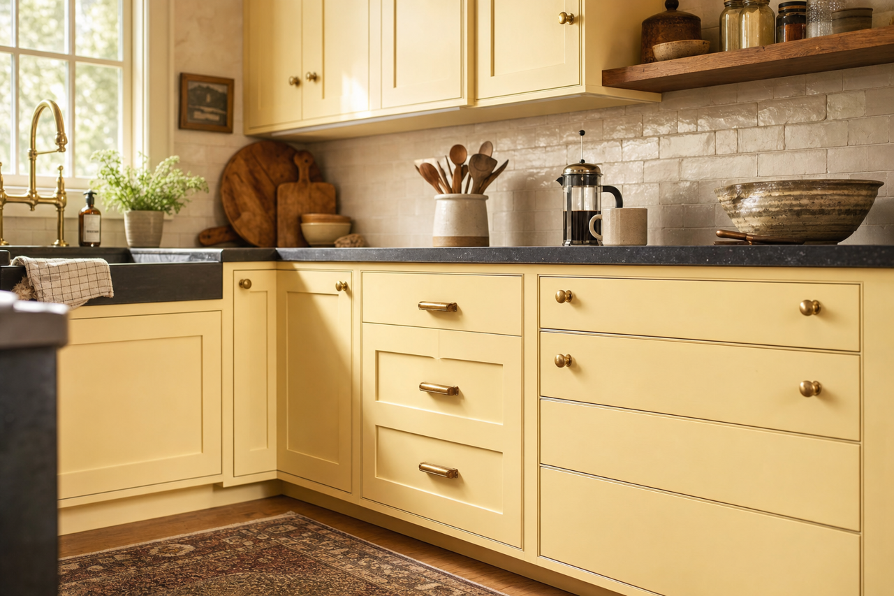 Peaceful Calm by Valspar on cabinets