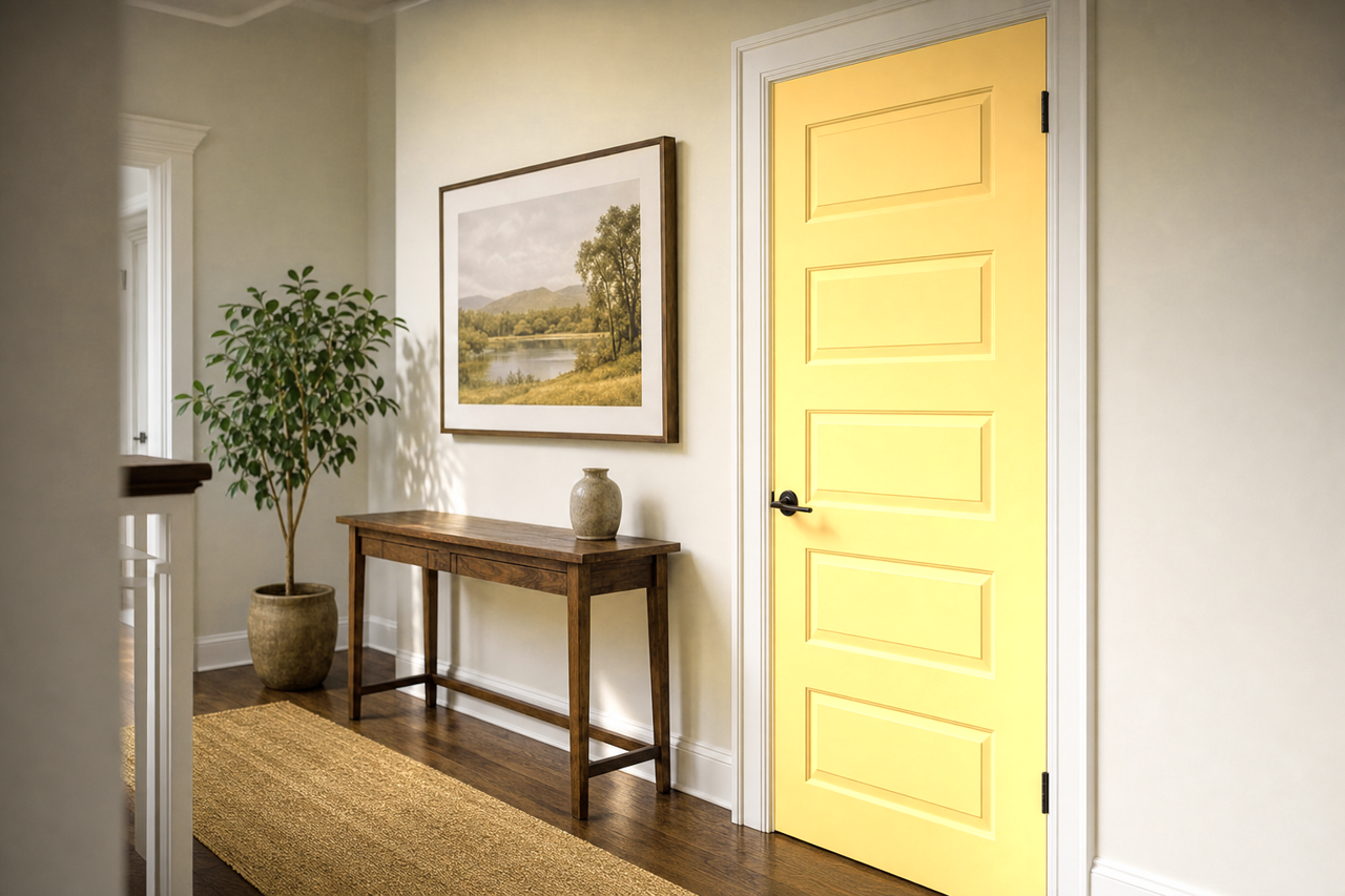 Almond Glaze by Valspar on interior-doors