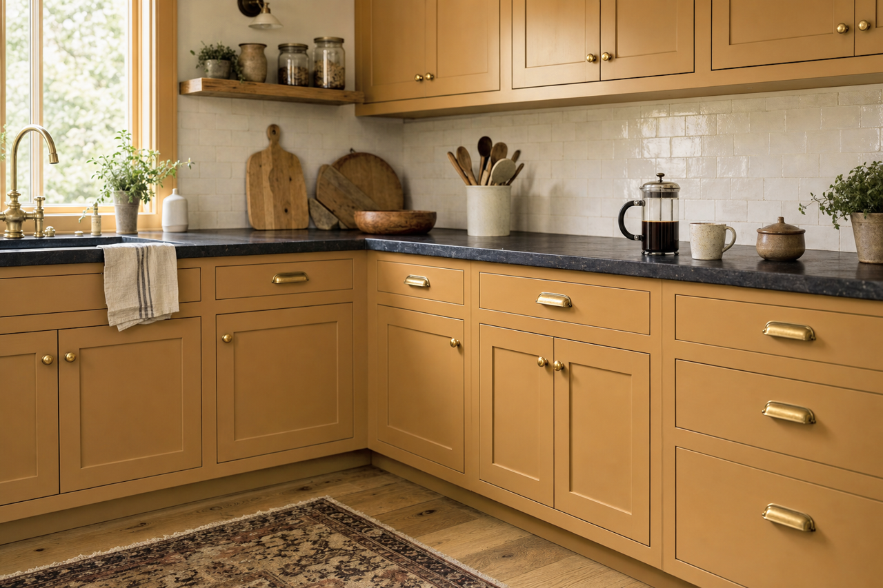 Camel Ride by Valspar on cabinets